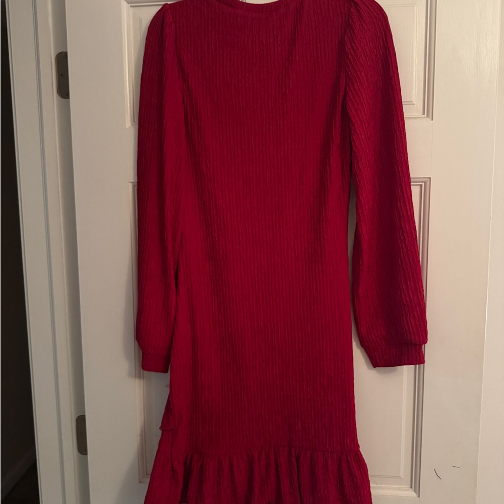 Red Wrap Ruffled Ruched Mini Dress - Picture 3 of 4